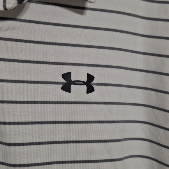 Men’s XL Under Armour Playoff Polo Gray Stripe Performance Golf Shirt - Picture 3 of 6